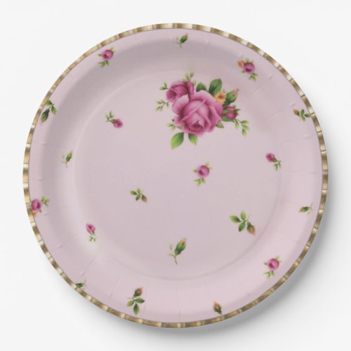 Rose Bud China Princess Party Paper Plates