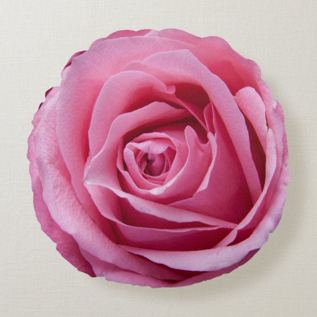 Rose bud, dark pink rose, floral round pillow (Front)