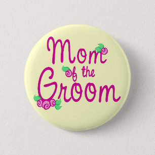 Rose Buds Wedding Pinback Button
