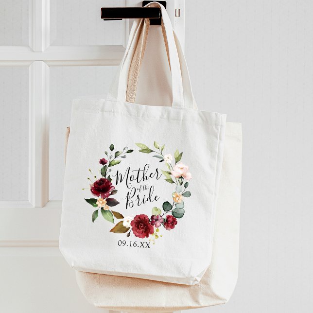 Rose Burgundy Floral Wreath Mother of the Bride Tote Bag (Rose Burgundy Floral Wreath Mother of the Bride Tote Bag)