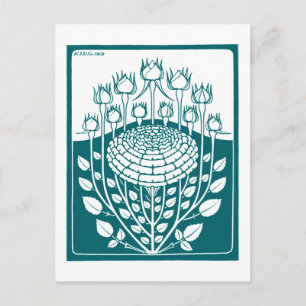 Rose Bush (1919) by Julie de Graag Vintage Woodcut Postcard