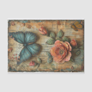 Rose & Butterfly Mixed Media Tissue Paper