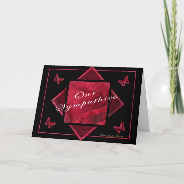 Rose-Butterfly Sympathy -customize Card (Front)