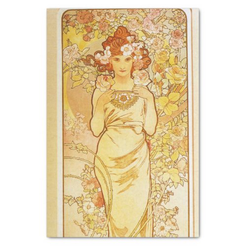 Rose by Alphonse Mucha Tissue Paper