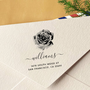 Rose Calligraphy Return Address 04 Self-inking Stamp
