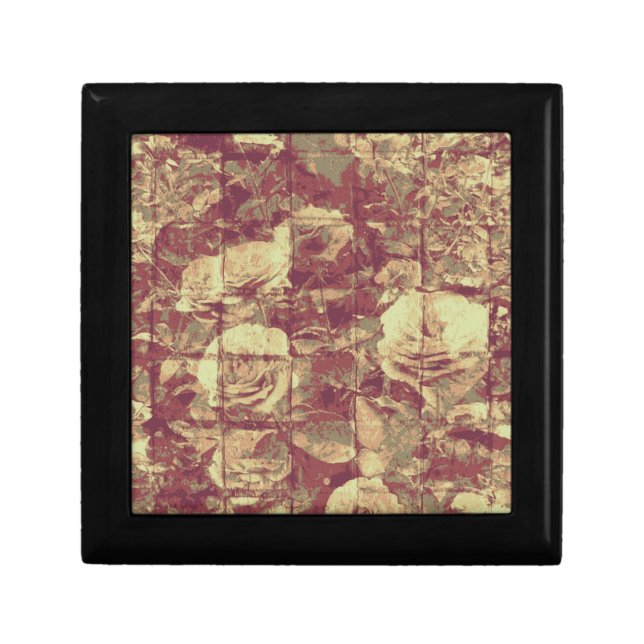 Rose camouflage pattern on tiled wall background keepsake box (Front)