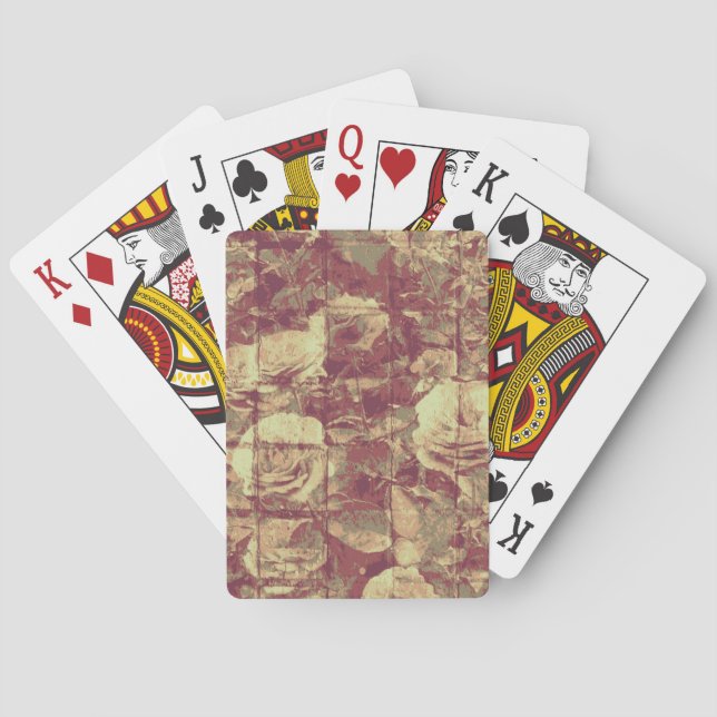 Rose camouflage pattern on tiled wall background poker cards (Back)