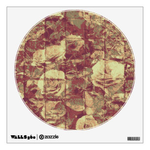 Rose camouflage pattern on tiled wall background sticker