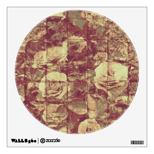 Rose camouflage pattern on tiled wall background sticker (Front)