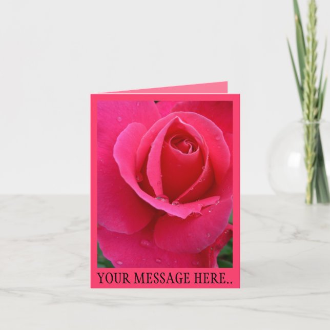 Rose Cards Pink Flowers Custom Greeting Card (Front)