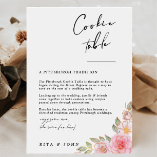 Rose Carnation Minimalist Cookie Wedding Sign