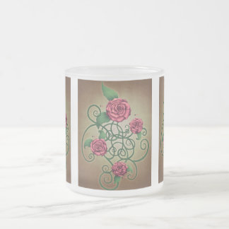 Rose Cartouche Frosted Glass Coffee Mug