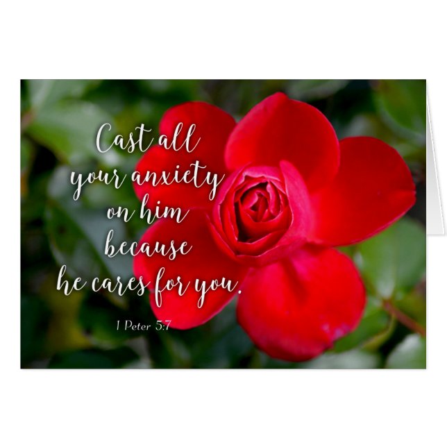 Rose Cast all your Anxiety Christian Bible Verse (Front Horizontal)