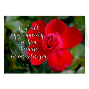 Rose Cast all your Anxiety Christian Bible Verse Cards