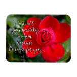 Rose Cast all your Anxiety Christian Bible Verse Magnet