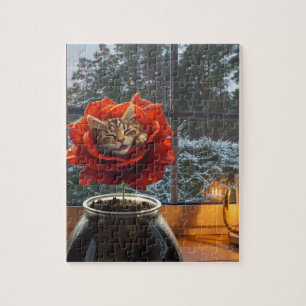 Rose Cat Dream  Jigsaw Puzzle