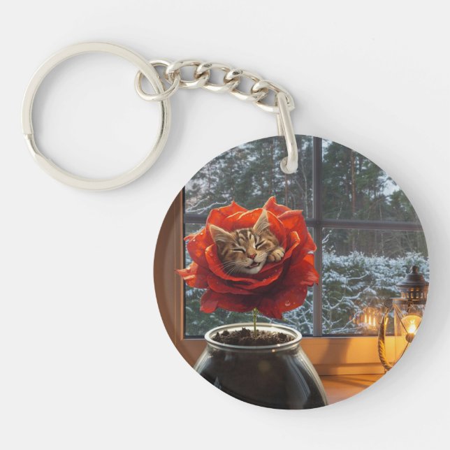 Rose Cat Dream  Keychain (Front)