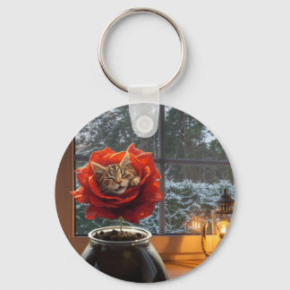Rose Cat Dream Keychain