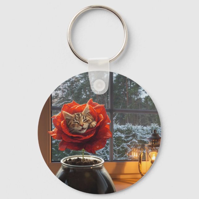 Rose Cat Dream  Keychain (Front)