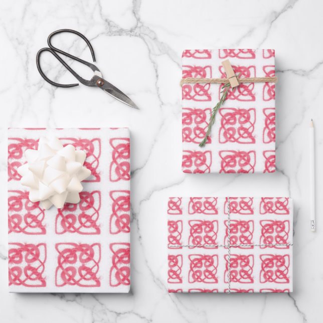 ROSE CELTIC KNOT Flat Sheet Wrapping Paper (Front)