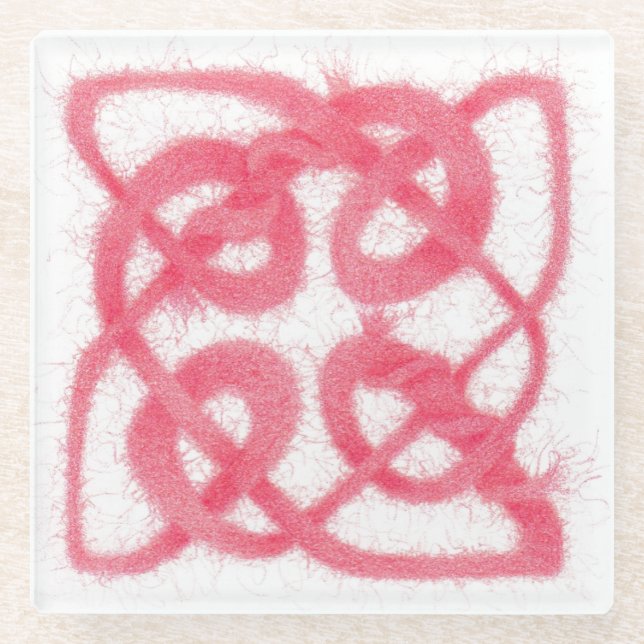 ROSE CELTIC KNOT Glass Coaster (Front)