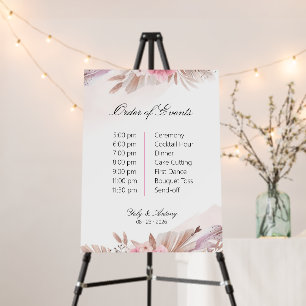 Rose Champagne Boho Wedding Timeline Sign