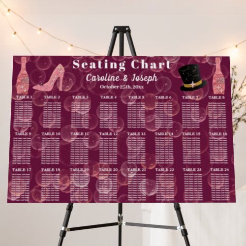 Rose Champagne Bubbly for 24 Seats Seating Chart F Foam Board