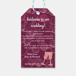 Rose Champagne Glasses with Thank You Message Gift Tags