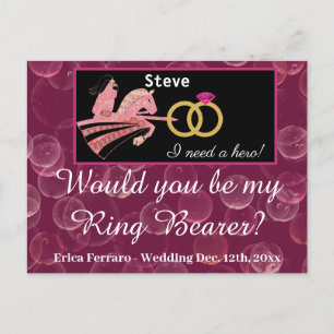 Rose Champagne & Medieval Knight for Ring Bearer P Postcard