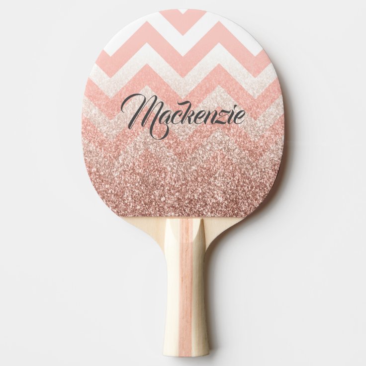 Rose Chevrons and Glitter Ping Pong Paddle | Zazzle