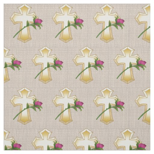 Rose Christian Cross  Fabric 