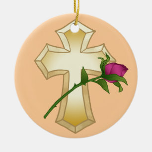 Rose Christian Cross Ornament