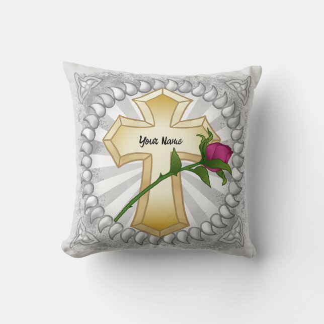 Rose Christian Cross  pillow (Front)