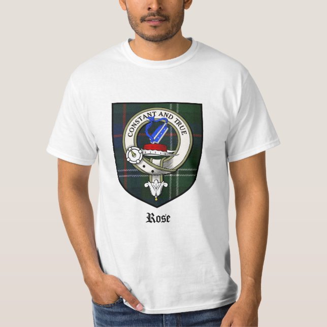 Rose Clan Crest Badge Tartan T-Shirt (Front)