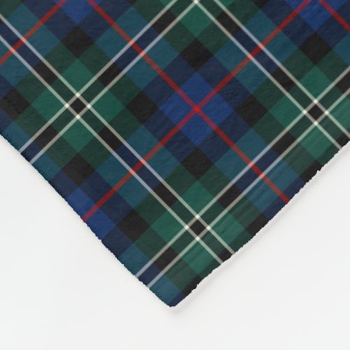 Rose Clan Forest Green and Blue Hunting Tartan Fleece Blanket
