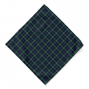 Rose Clan Hunting Tartan Green and Blue Plaid Bandana