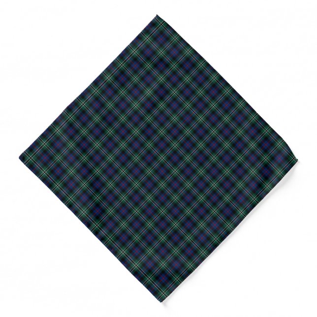 Rose Clan Hunting Tartan Green and Blue Plaid Bandana (Front)