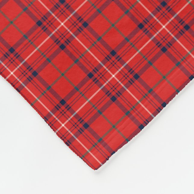 Rose Clan Tartan Red Plaid Fleece Blanket (Corner)