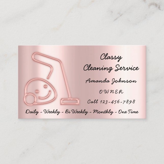 Rose Classy Cleaning Services Maid Vacuum Cleaner Business Card (Front)