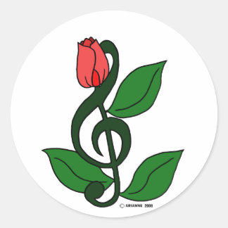 Rose Clef Classic Round Sticker