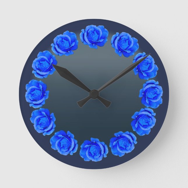 Rose Clock Blue Rose Flower Wall Clock Rose Gift (Front)