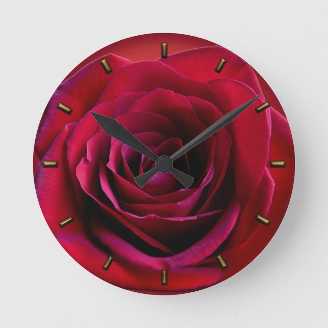 Rose Clock Red Rose Flower Wall Clock Rose Decor (Front)