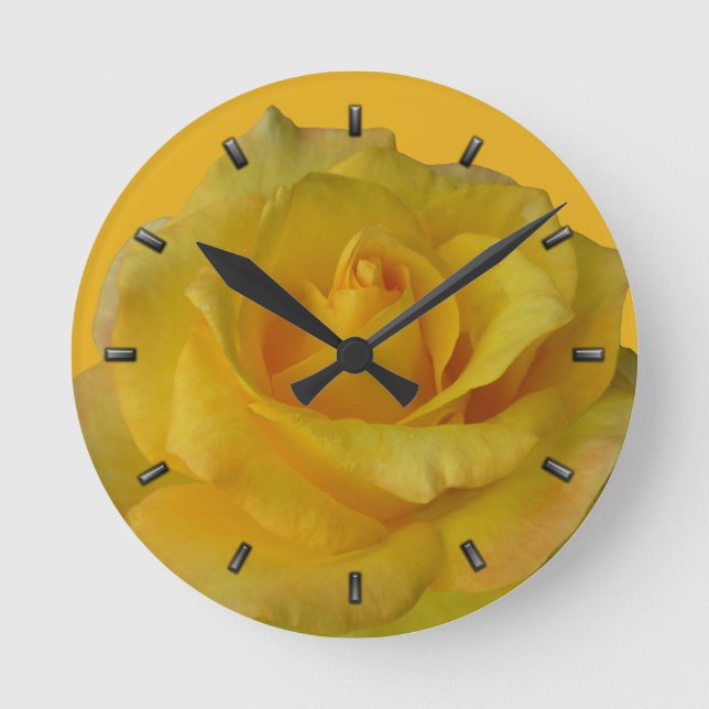 Rose Clock Yellow Rose Flower Wall Clock Rose Gift (Front)