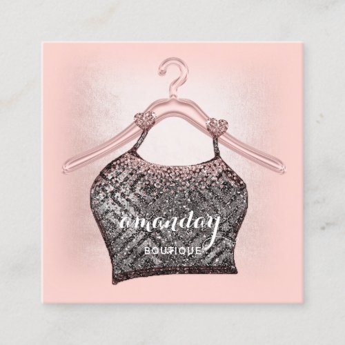 Rose Cloth Hanger Blush Powder Square Business Card