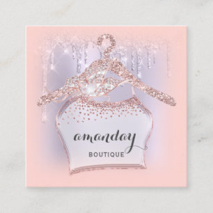 Rose Cloth Hanger Dress Fashion Blog Purple Drips Square Business Card