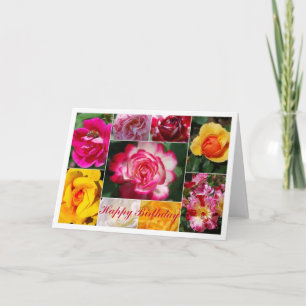 Rose Collage Happy Birthday Card