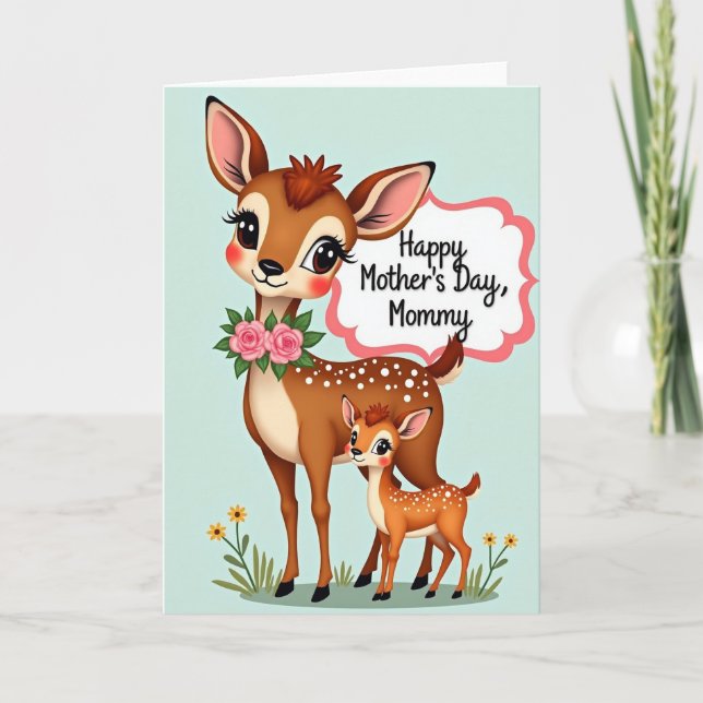 Rose Collar Deer Mothers Day Card (Front)