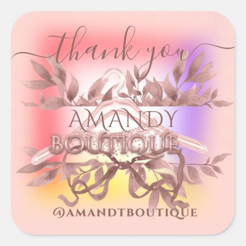 Rose Color Therapy Floral Thank You Shopping Onlin Square Sticker