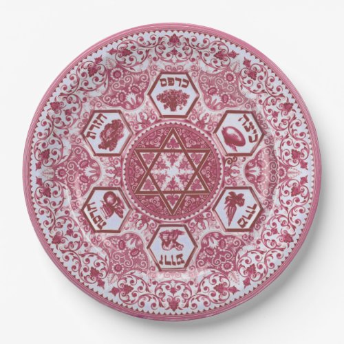 Rose_Colored Passover Seder Paper Plate