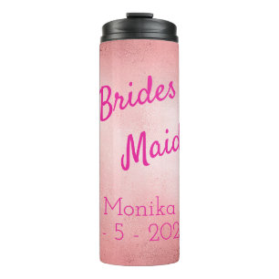 Rose Colored Personalized Bridesmaid Thermal Tumbler